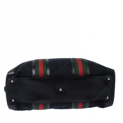 Gucci Black GG Canvas and Leather Web Travel Bag