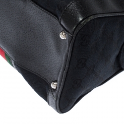 Gucci Black GG Canvas and Leather Web Travel Bag