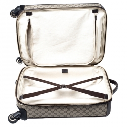 Gucci Beige/Brown Supreme Canvas Four Wheel Carry-On Suitcase