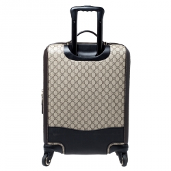 Gucci Beige/Brown Supreme Canvas Four Wheel Carry-On Suitcase