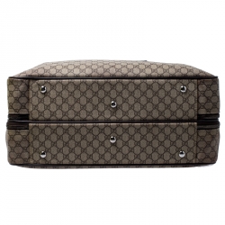 Gucci Beige/Brown Coated Canvas and Leather Weekender Travel Bag