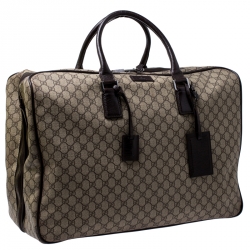 Gucci Beige/Brown Coated Canvas and Leather Weekender Travel Bag