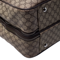 Gucci Beige/Brown Coated Canvas and Leather Weekender Travel Bag
