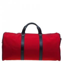 مملوكة مسبقًا Gucci Red Nylon Travel Boston Bag