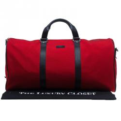 مملوكة مسبقًا Gucci Red Nylon Travel Boston Bag