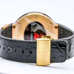 Pre Owned Gucci Black Gold-Plated Steel and Rubber I-Gucci Men's Wristwatch 49MM
