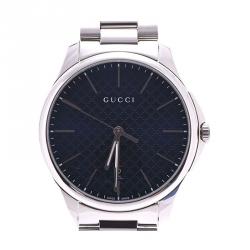 Pre Owned  ساعة يد رجالية غوتشي غي-تايمليس  126.3 ستانلس ستيل كحلية 39 مم  