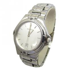 Gucci Silver Stainless Steel 9040M Round Men's Wristwatch 34MM