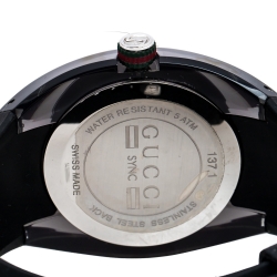 Gucci Black Transparent Nylon Stainless Steel Sync YA137101 Men's Wristwatch 46 mm