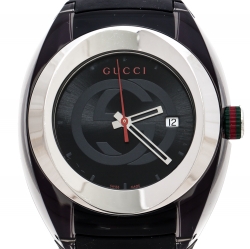Gucci Black Transparent Nylon Stainless Steel Sync YA137101 Men's Wristwatch 46 mm