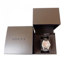 Pre Owned Gucci Silver Stainless Steel Pantheon Black Shell Men's Wristwatch 36mm