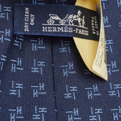 Pre Owned Hermes Blue Digi H Silk Tie