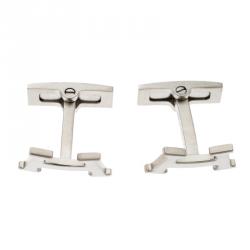 Hermes Smiley H Brushed Palladium Plated Cufflinks