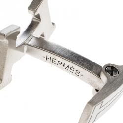 Hermes Smiley H Brushed Palladium Plated Cufflinks