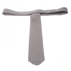 Pre Owned Hermes Taupe and Beige Printed Heavy Silk Twill Freeze Tie