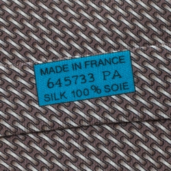 Pre Owned Hermes Taupe and Beige Printed Heavy Silk Twill Freeze Tie