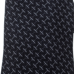 Pre Owned Hermes Grey Printed Silk Accroche Moi Tie