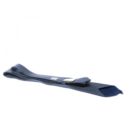 Pre Owned Hermes Navy Blue Angled H Print Silk Tie