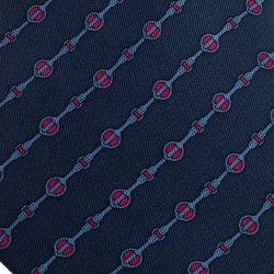 Pre Owned Hermes Navy Blue Printed Classic Silk Tie