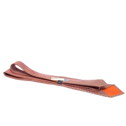 Pre Owned Hermes Orange Seashell Printed Silk Tie