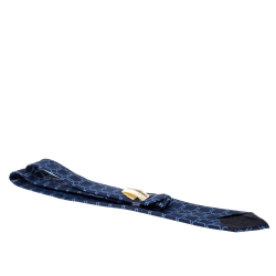 Pre Owned Hermès Marine Blue H Patterned Jacquard Silk Tie