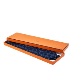 Pre Owned Hermès Marine Blue H Patterned Jacquard Silk Tie