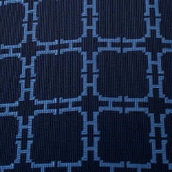 Pre Owned Hermès Marine Blue H Patterned Jacquard Silk Tie