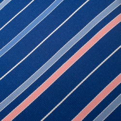Pre Owned Hermes Blue Diagonal Striped Traditional Cotton & Silk Tie