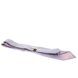 Pre Owned Hermes Pale Pink Penguin Print Traditional Silk Tie