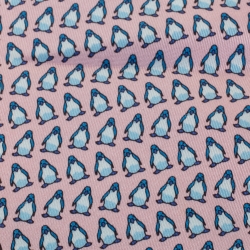 Pre Owned Hermes Pale Pink Penguin Print Traditional Silk Tie