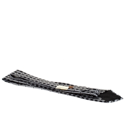 Pre Owned Hermès Noir and Perle H Patterned Jacquard Silk Tie