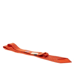 Pre Owned Hermès Orange and Blue H Printed Silk Twill Tie