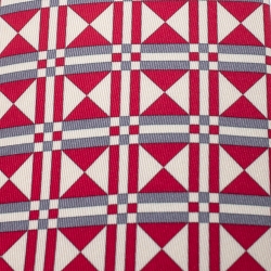 Pre Owned Hermès Red and White Geometric Motif Print Silk Twill Tie