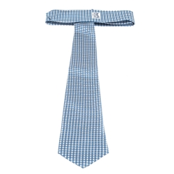 Pre Owned Hermès Blue and White H Print Silk Twill Tie