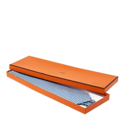 Pre Owned Hermès Blue and White H Print Silk Twill Tie