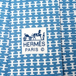 Pre Owned Hermès Blue and White H Print Silk Twill Tie