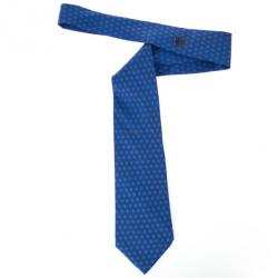 Hermes Blue Hexagon 'H' Print Silk Tie