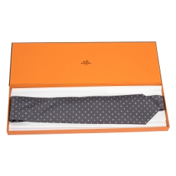 Pre Owned Hermes Grey H Tonneau Print Silk Tie