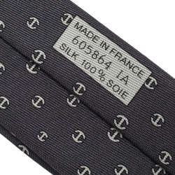 Pre Owned Hermes Grey H Tonneau Print Silk Tie