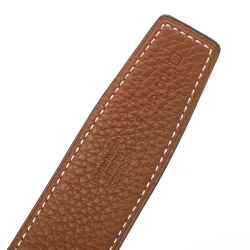 مملوكة مسبقًا Hermes Noir/Gold Togo Leather Palladium Plated H Au Carre Buckle Reversible Belt 100CM