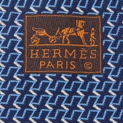 Pre Owned Hermes Navy Blue Envole Silk Jacquard Tie