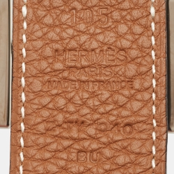 Pre Owned Hermès Gold/Black Togo/Box Leather Hapi Belt 105CM