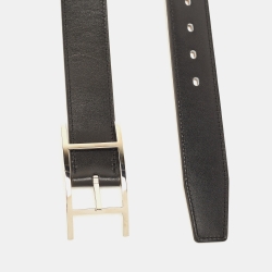 Pre Owned Hermès Gold/Black Togo/Box Leather Hapi Belt 105CM