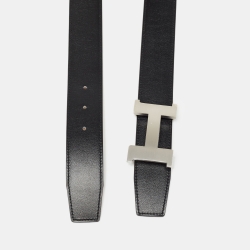 Pre Owned Hermès Black/Gold Chamonix and Togo Constance H Reversible Belt 100CM
