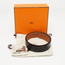 Pre Owned Hermès Black/Gold Chamonix and Togo Constance H Reversible Belt 100CM