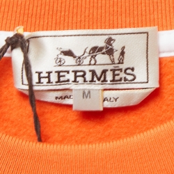 Hermes Orange Cotton Knit Crew Neck Jogging T-Shirt M