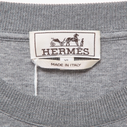 Pre Owned Hermès Grey Velky Lov Embossed Cotton T-Shirt XL