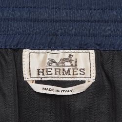 Hermes Navy Blue Poplin Bermuda Shorts M
