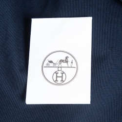 Pre Owned Hermes Navy Blue Cotton Stretch Slim Serge de Trousers XL