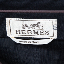 Pre Owned Hermes Navy Blue Cotton Stretch Slim Serge de Trousers XL